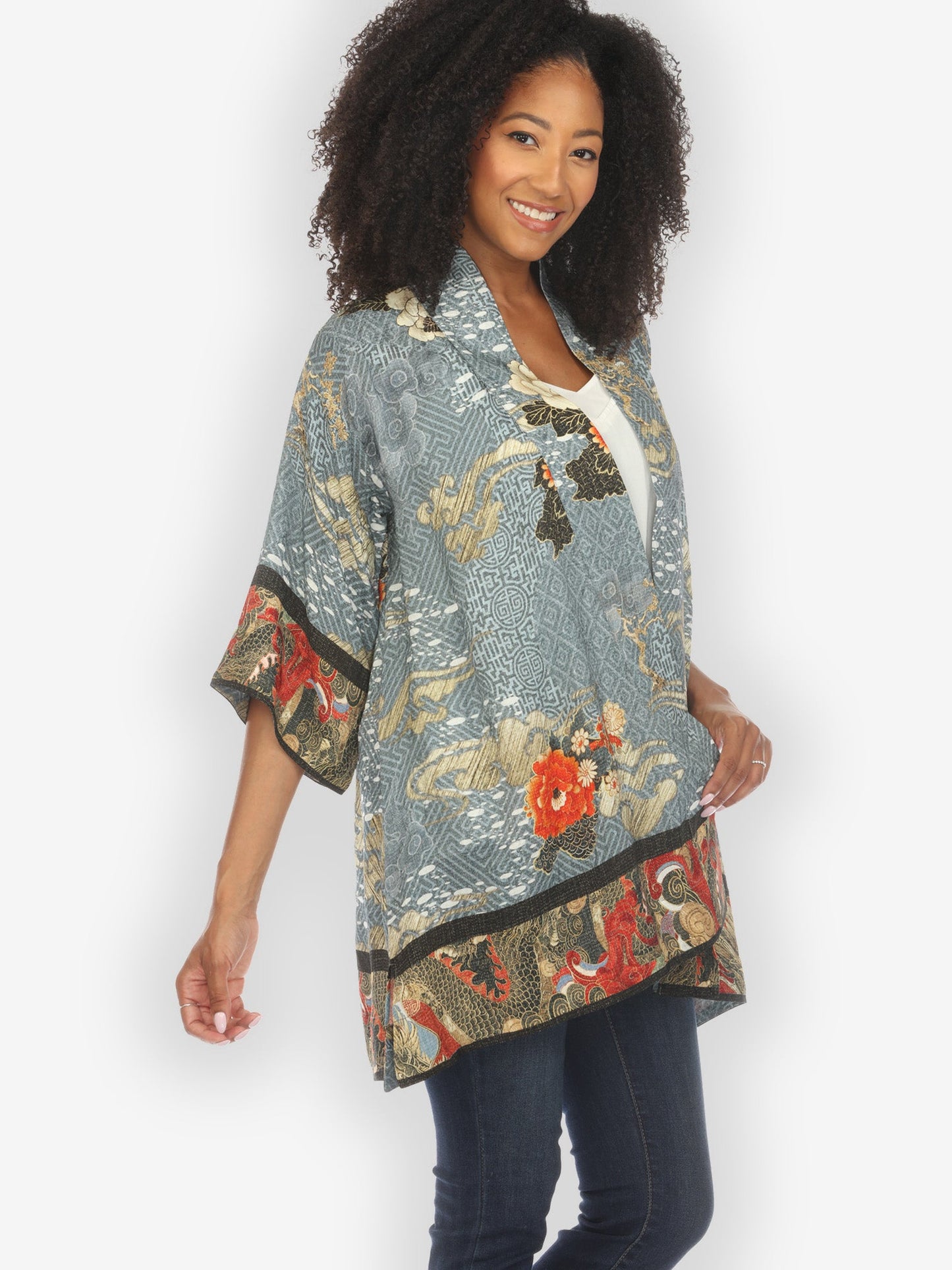 Jackets Happy Dragon Silk Kimono Jacket