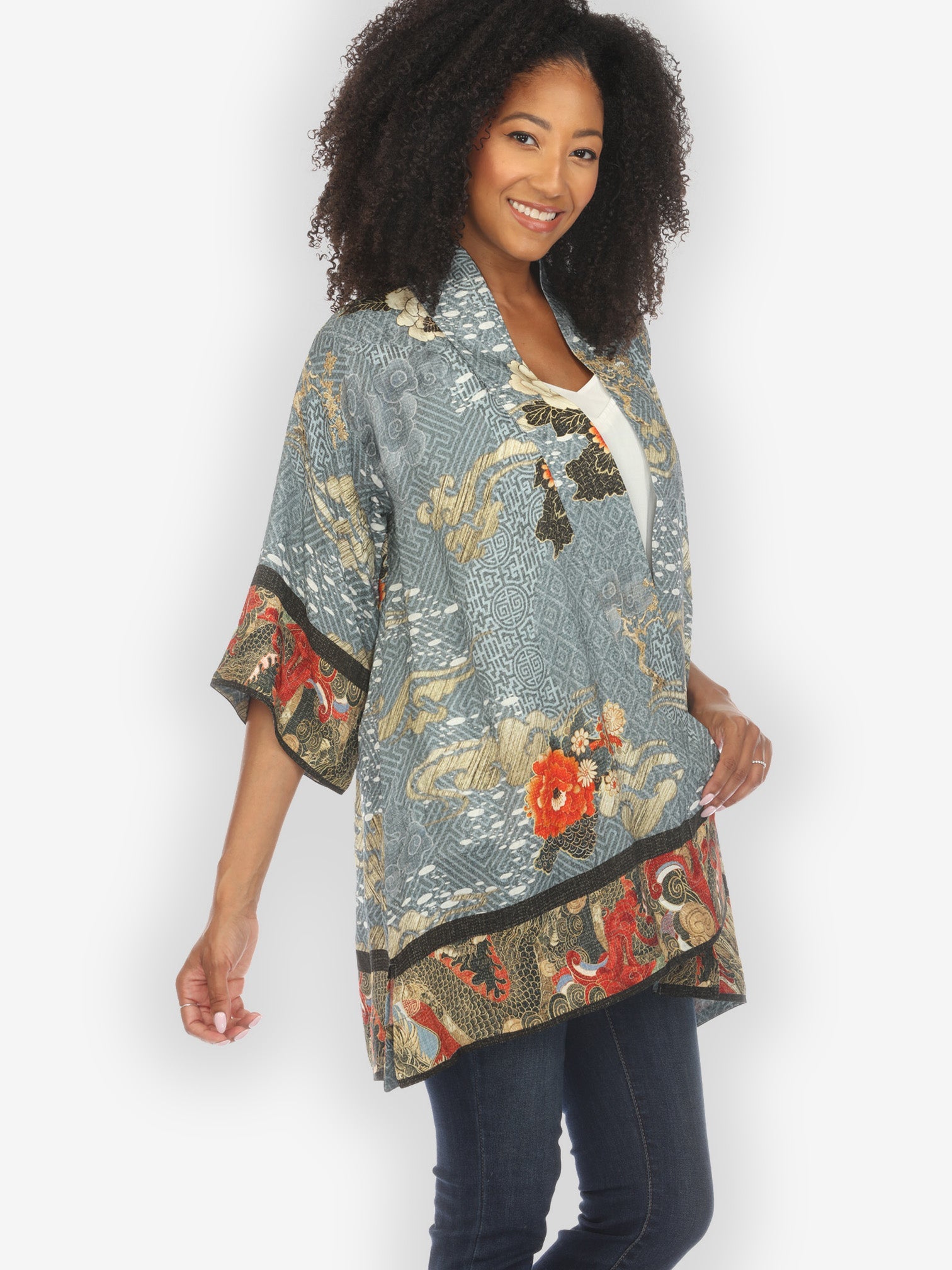 Jackets Happy Dragon Silk Kimono Jacket