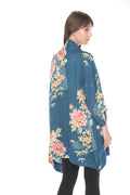 Citron Indigo Shibori Flowers Kimono