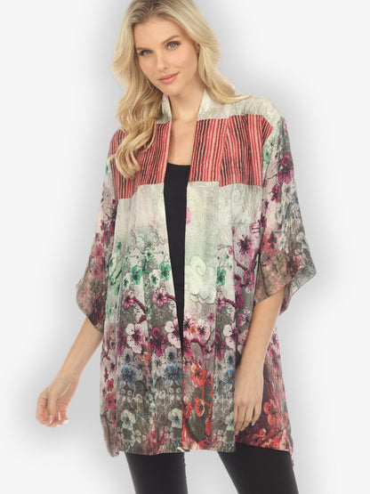 Jackets Joy Bloom Border Silk Kimono Jacket