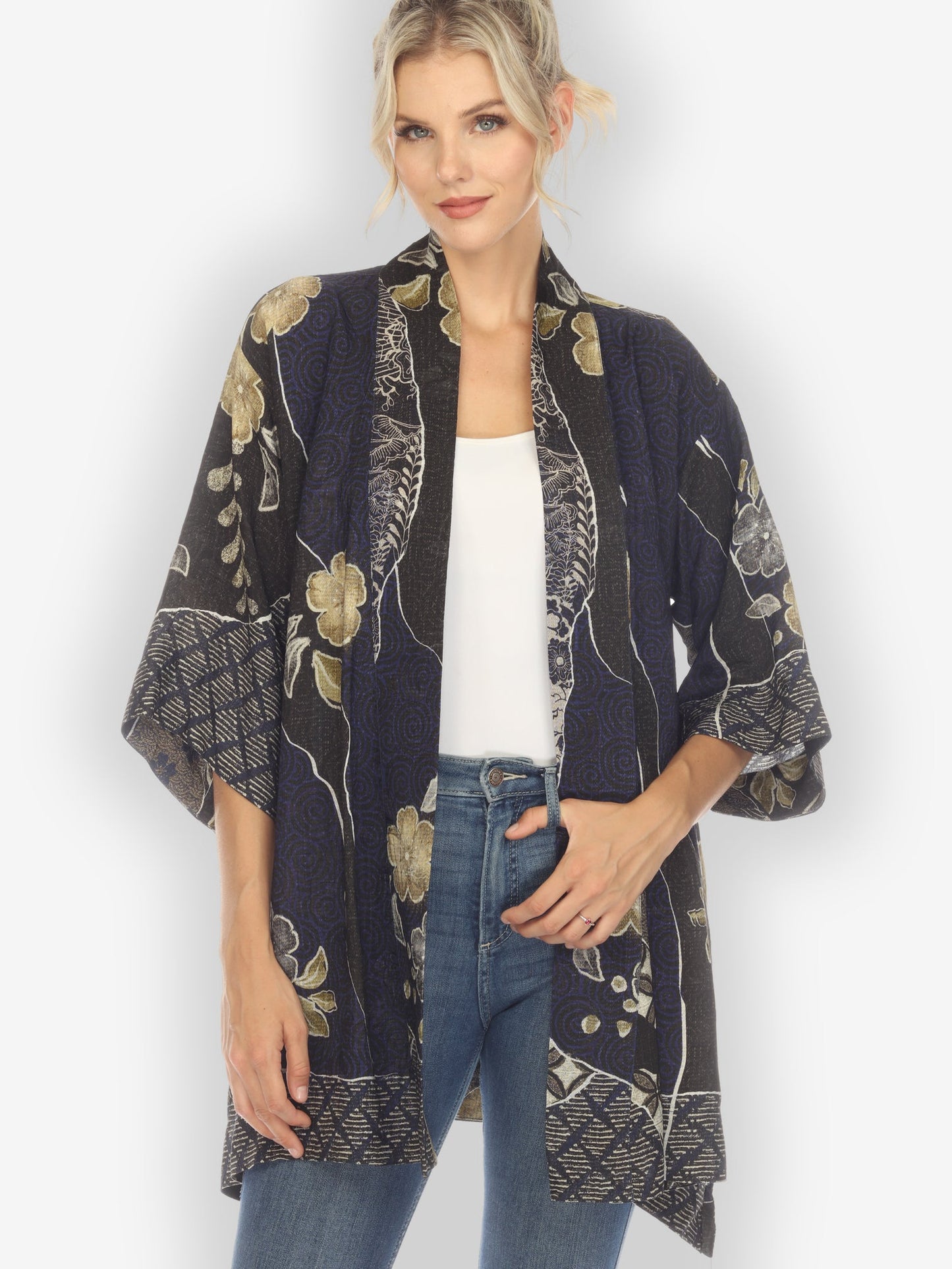 Open Front Kimono Top Japanese Kimono Silk Top