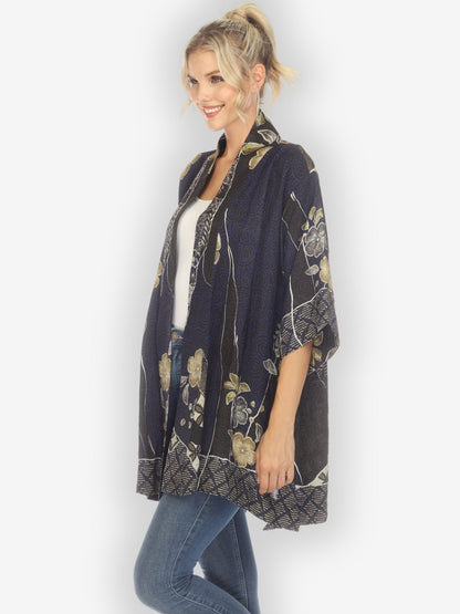 Open Front Kimono Top Japanese Kimono Silk Top