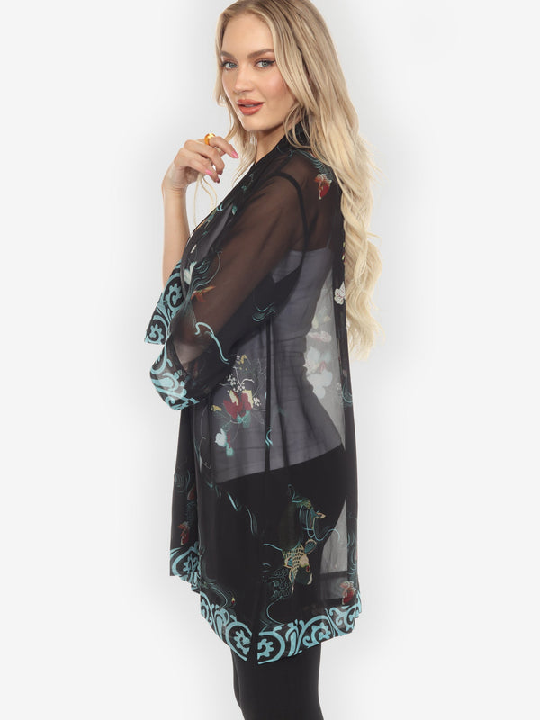 Koi and Leaves Silk Kimono Jacket