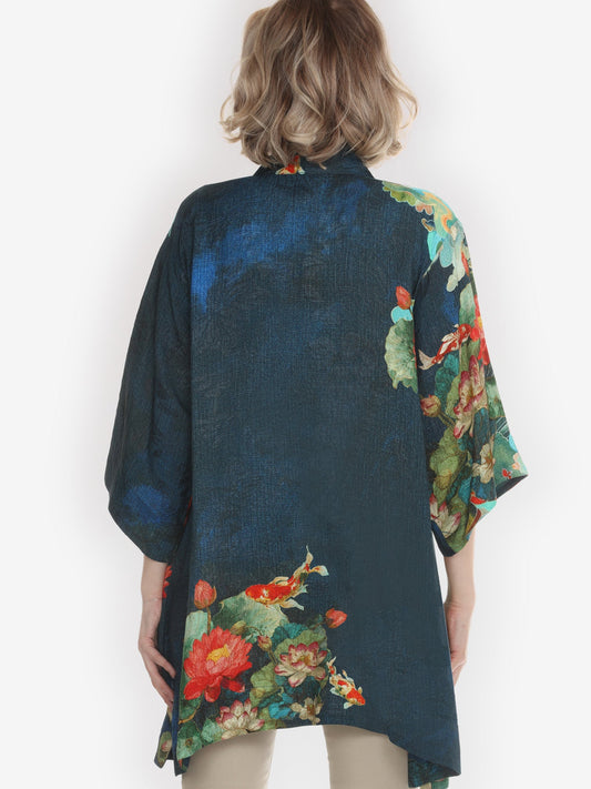Open Front Kimono Lotus in Paradise Silk Kimono Jacket