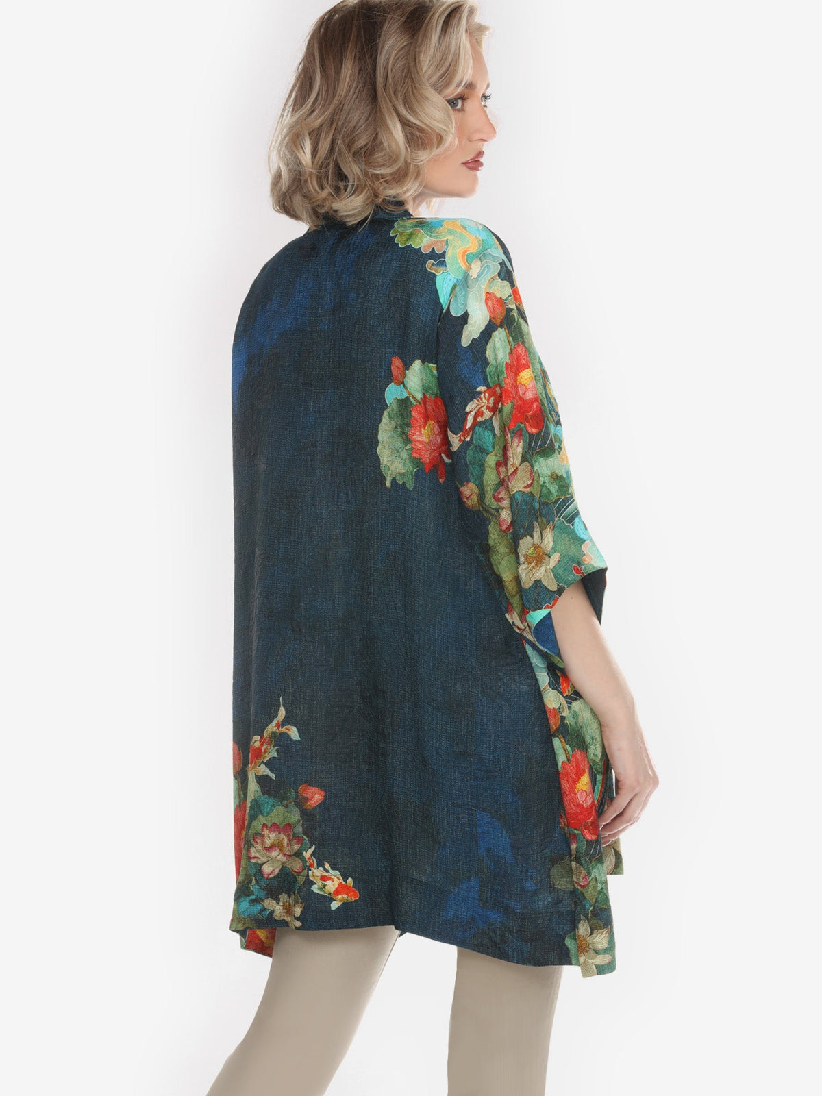 Open Front Kimono Lotus in Paradise Silk Kimono Jacket