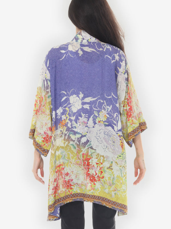 Ombre Floral Art Kimono Jacket