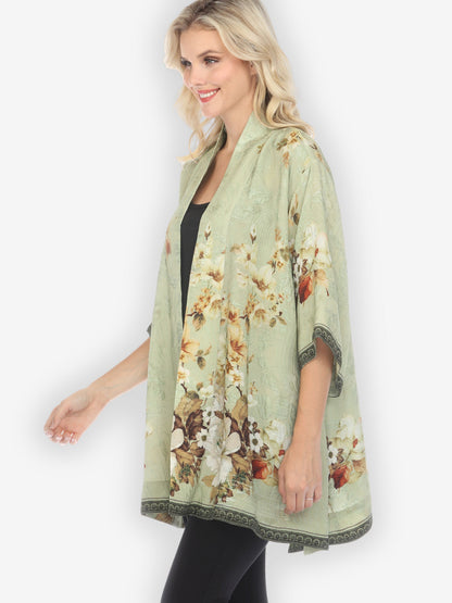 Jackets Peony Mint Green Silk Kimono