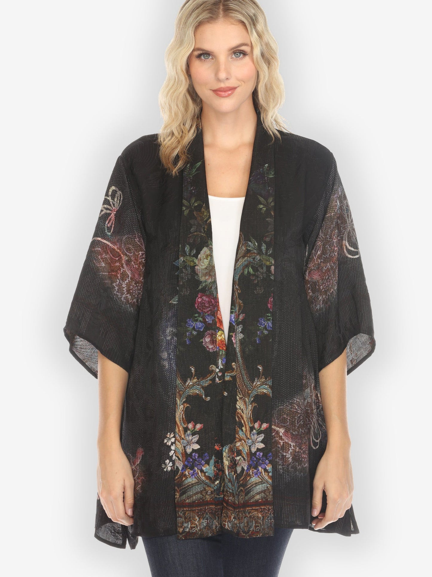 Jackets Reversible Vintage Kimono Art / Baroque Garden Silk Kimono