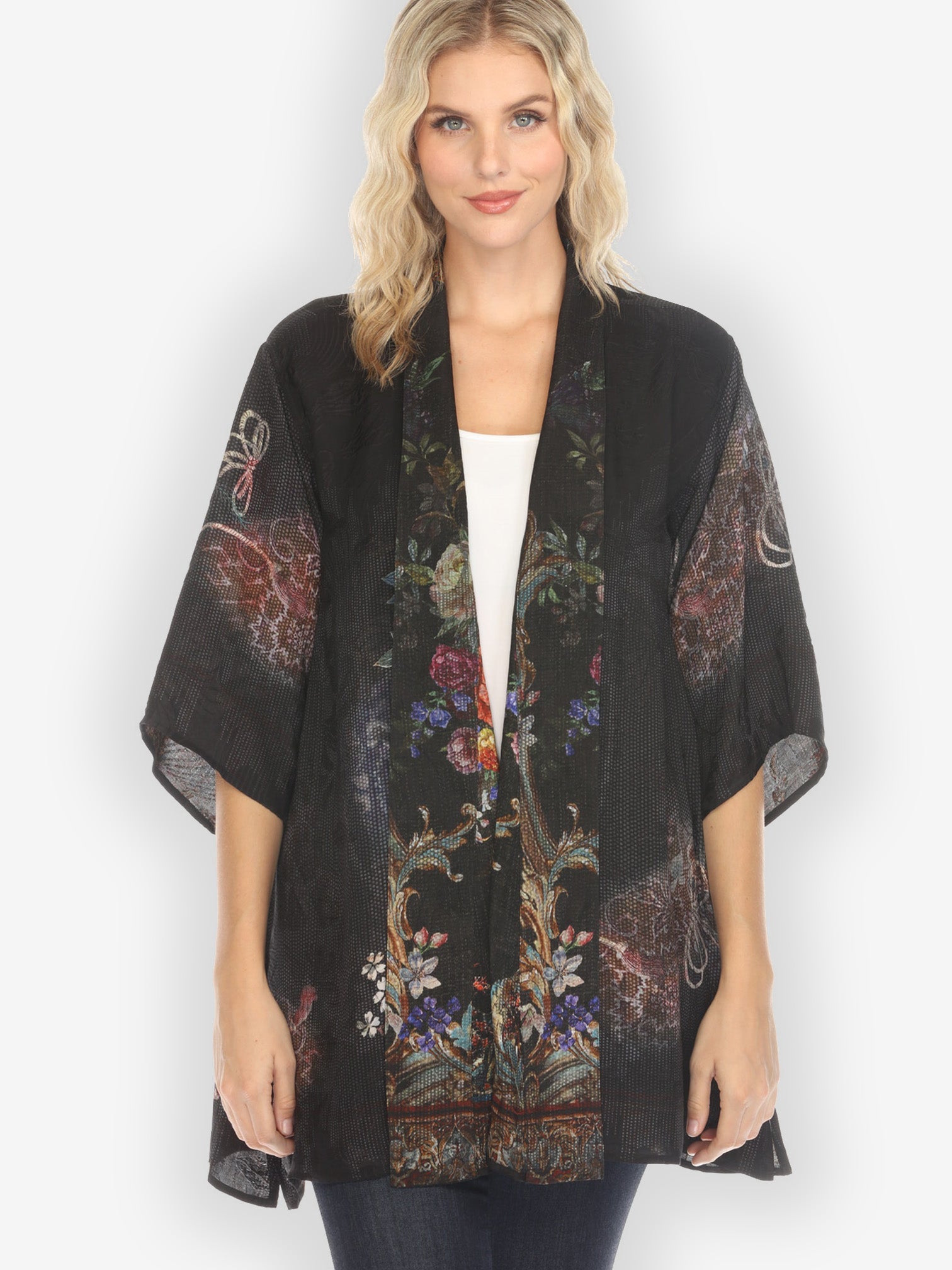 Jackets Reversible Vintage Kimono Art / Baroque Garden Silk Kimono