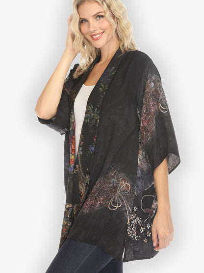 Jackets Reversible Vintage Kimono Art / Baroque Garden Silk Kimono