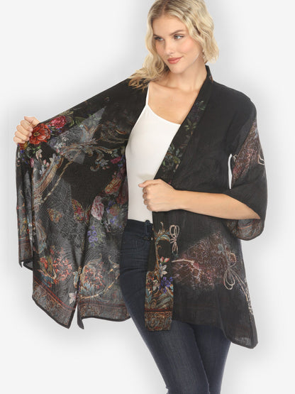 Jackets Reversible Vintage Kimono Art / Baroque Garden Silk Kimono