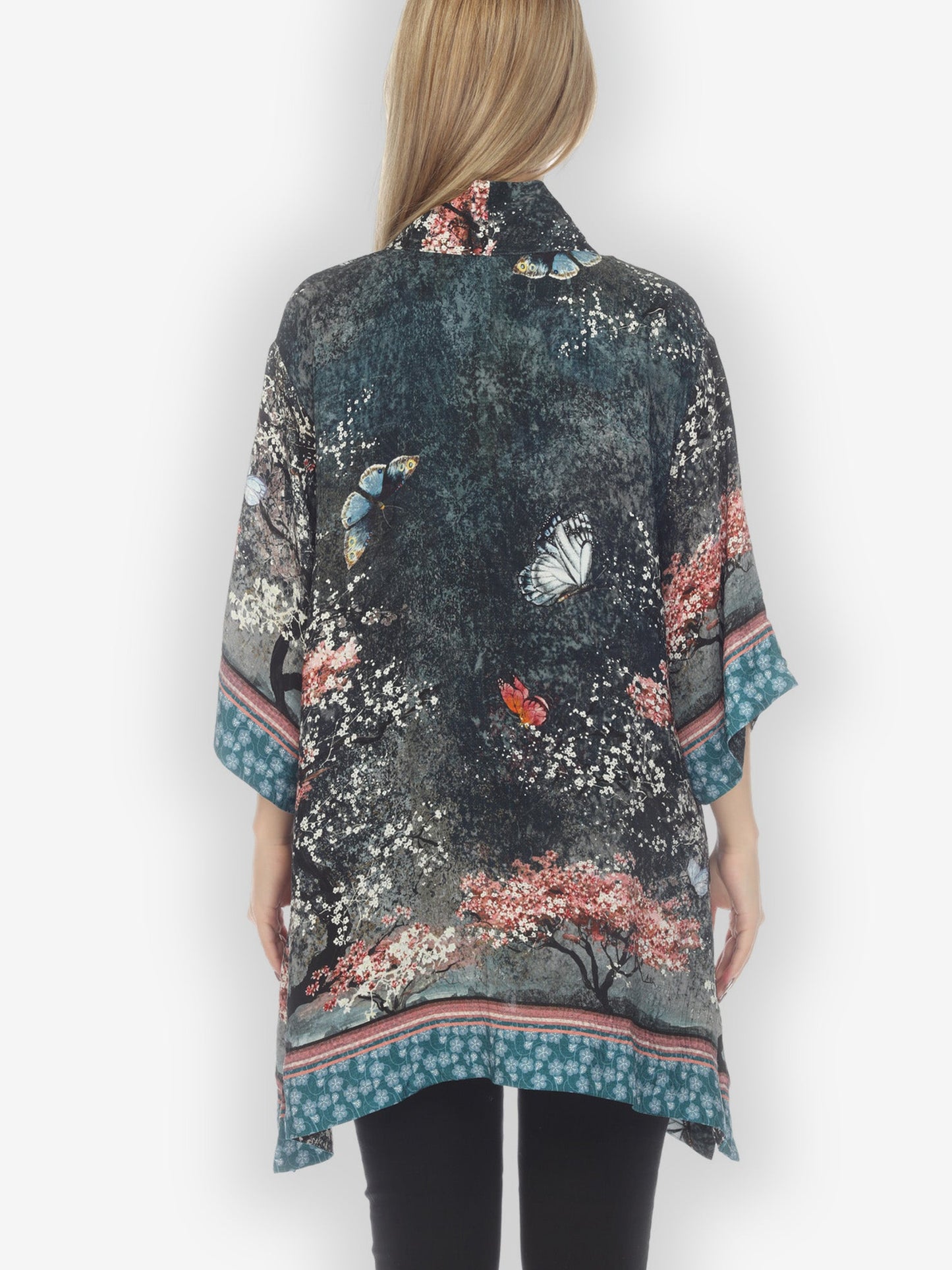 Open Front Kimono Sakura Night Silk Kimono