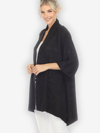 Jackets Solid Black Silk Kimono Top