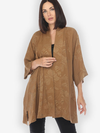 Jackets Solid Silk Bronze Silk Kimono Top