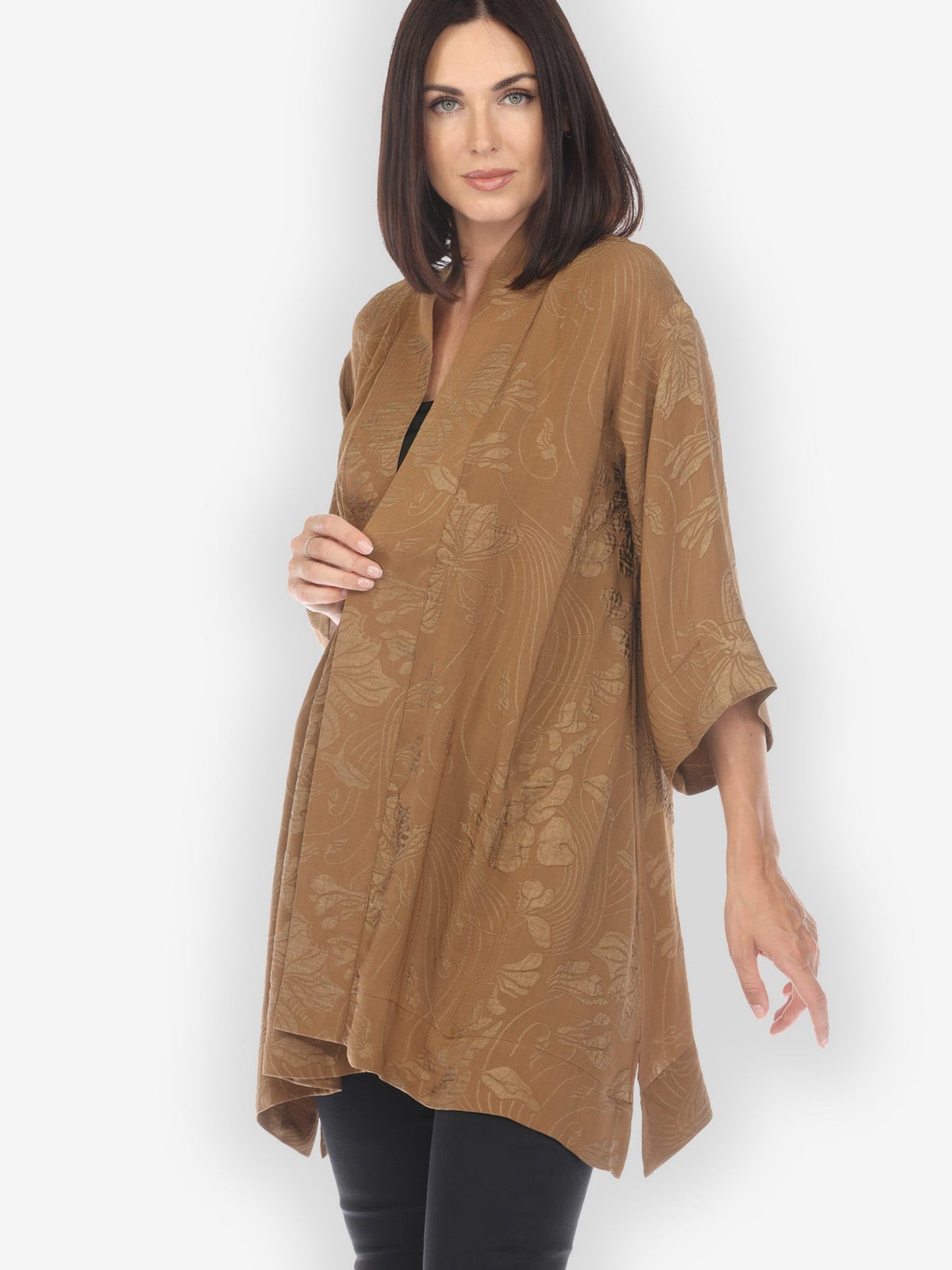 Jackets Solid Silk Bronze Silk Kimono Top