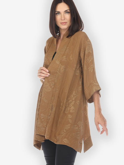 Jackets Solid Silk Bronze Silk Kimono Top
