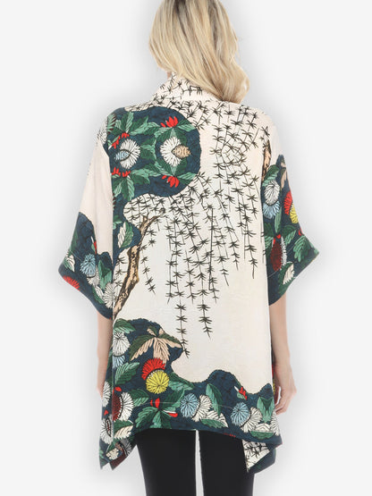 Jackets Umbrella Flowers Silk Blend Kimono Jacket