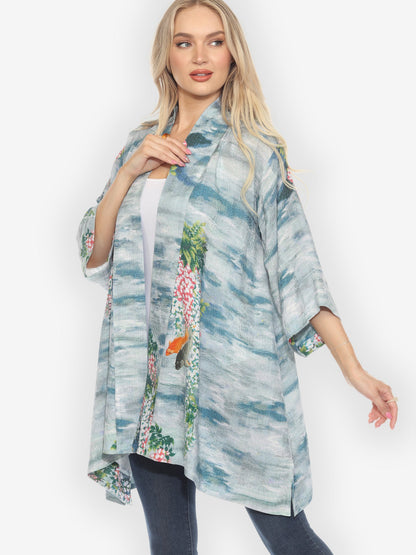 Open Front Kimono Water and Koi Kimono Jacket