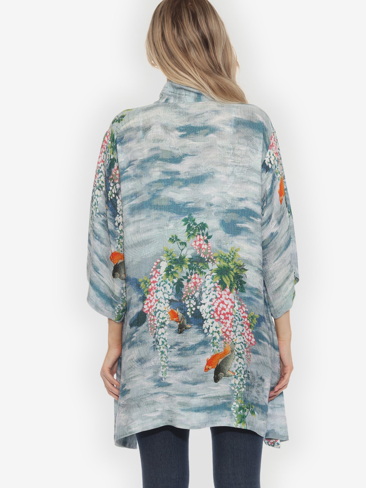 Open Front Kimono Water and Koi Kimono Jacket