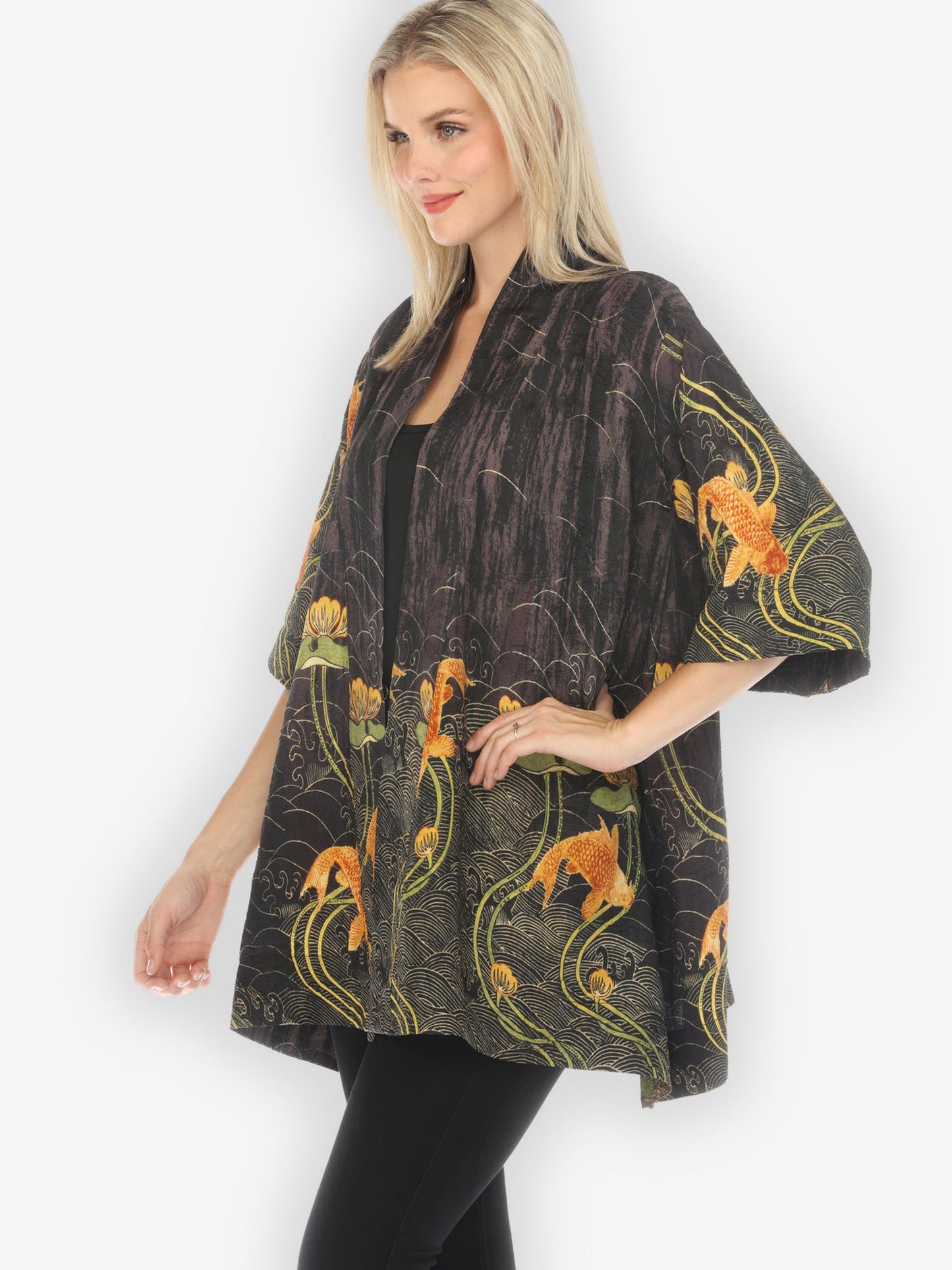Jackets Water Lily Koi Kimono Jacket