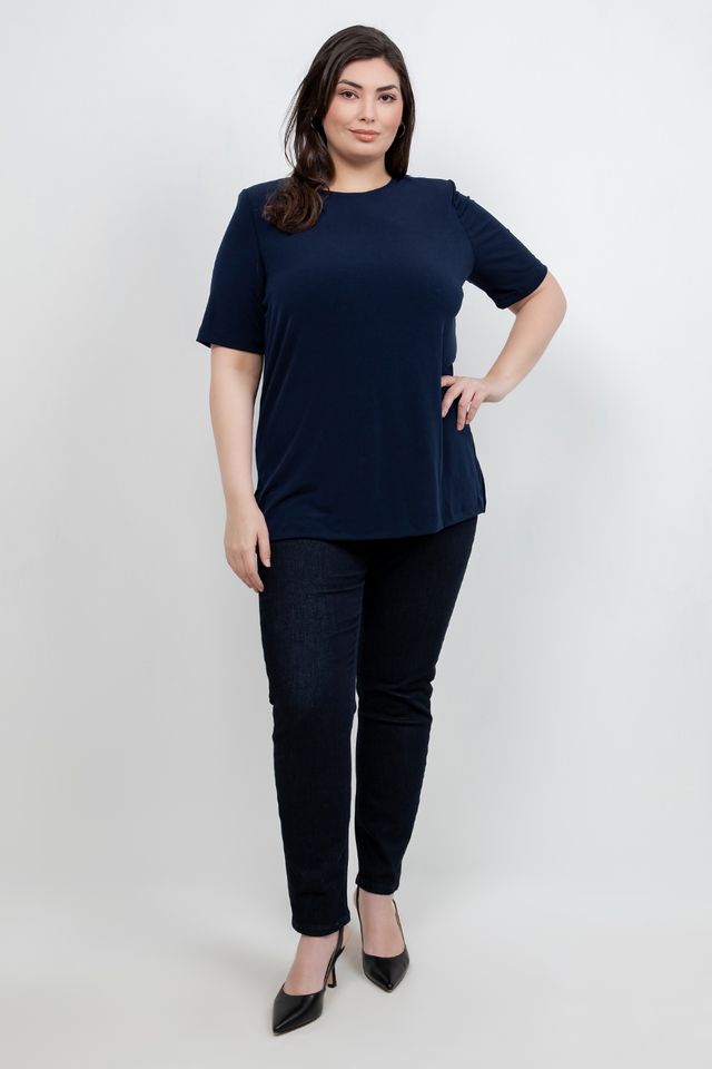 Tops Vikki Vi Jersey Navy Short Sleeve Tunic
