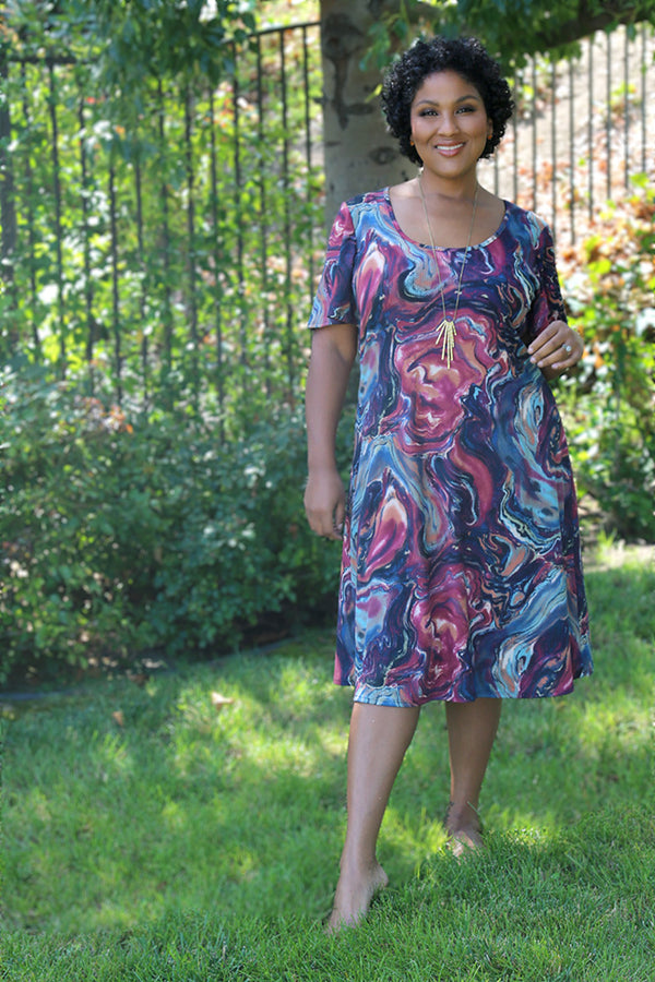 Vikki Vi Ribbed Marble T-Shirt Style Dress