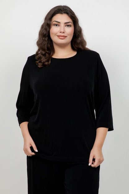 Vikki Vi Classic Black 3/4 Sleeve Top