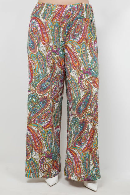 Pants Vikki Vi Jersey Paisley Wide Leg Pant