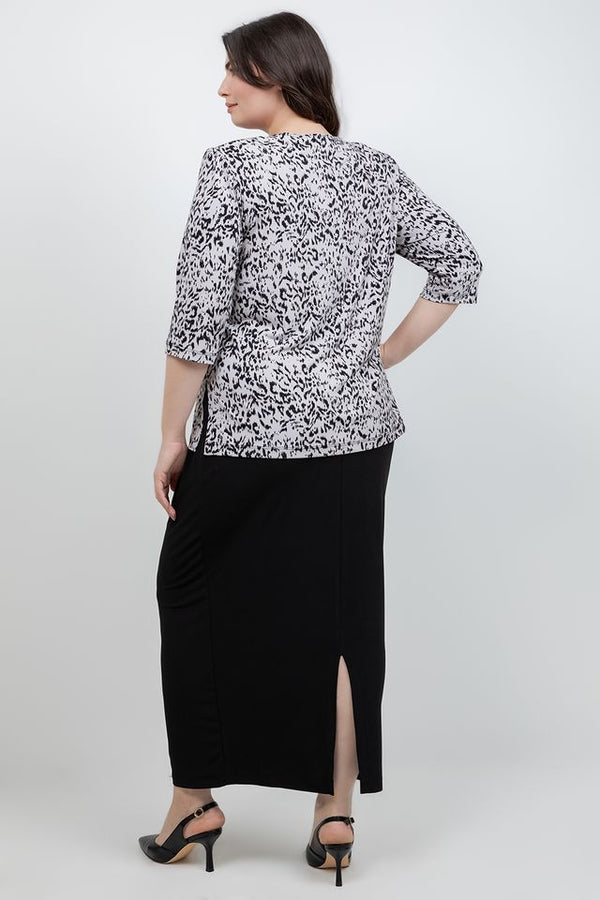 Vikki Vi Jersey Dust Cheetah 3/4 Sleeve Top