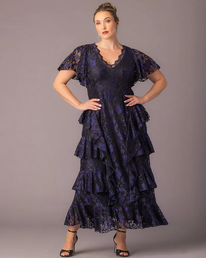 Mon Ange Tiered Lace Evening Gown