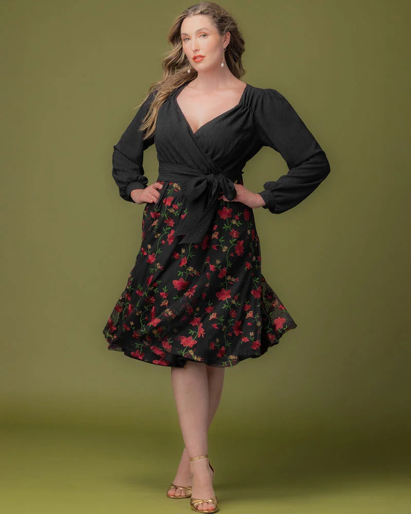 Chelsea Embroidered Midi Cocktail Dress