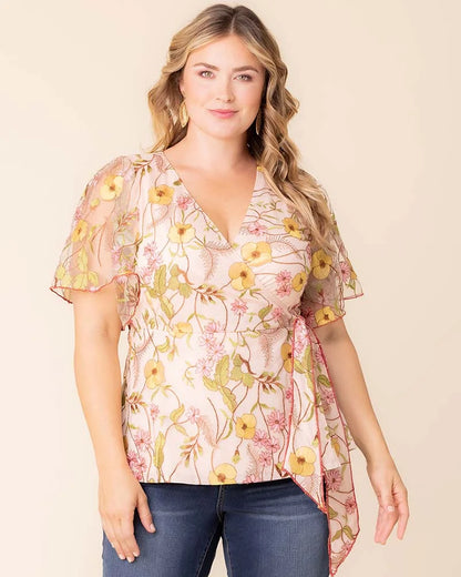 Tops Rosalie Embroidered Wrap Top
