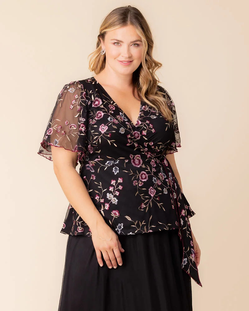Tops Rosalie Embroidered Wrap Top