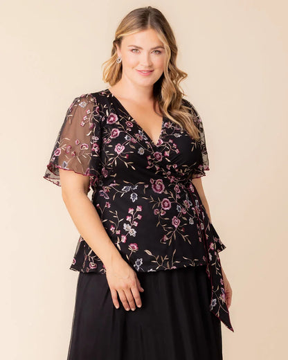 Tops Rosalie Embroidered Wrap Top