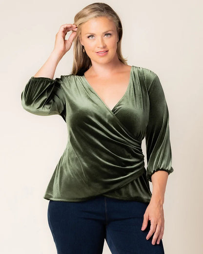Tops Odette Velvet Faux Wrap Top