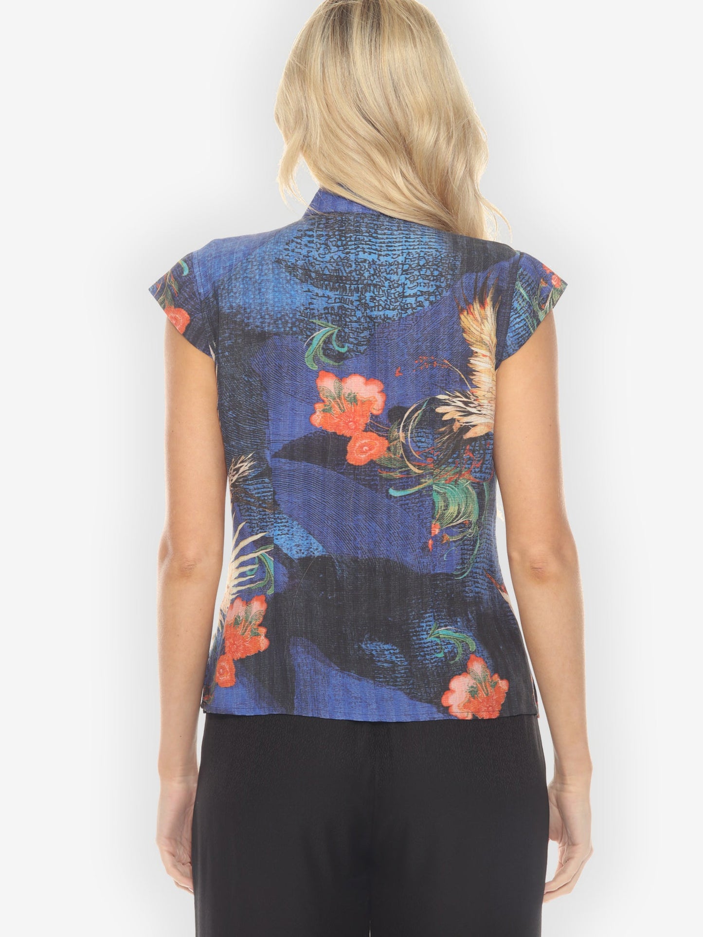 Cap Sleeve Blouse Blossom and Crane Cap Sleeve Blouse
