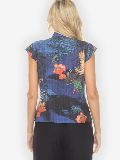 Cap Sleeve Blouse Blossom and Crane Cap Sleeve Blouse