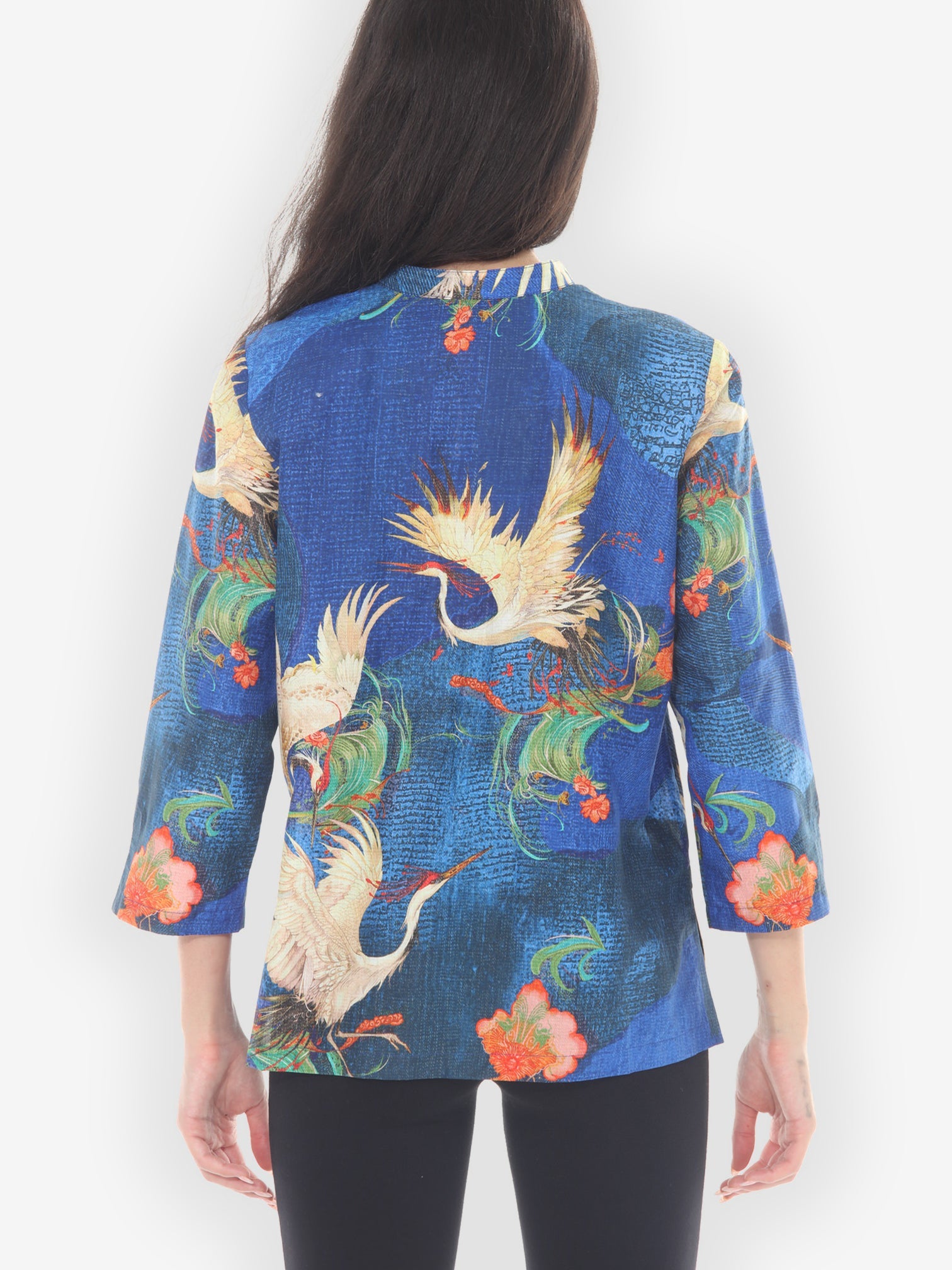 Citron Style Blouse Blossom and Crane Cotton Blouse