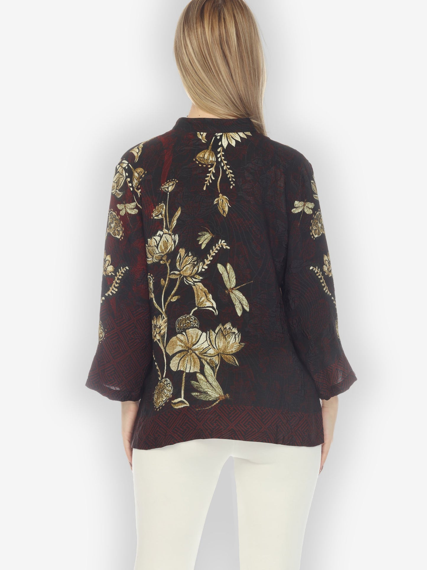 Jackets Big Lotus and Dragonfly Silk Blouse