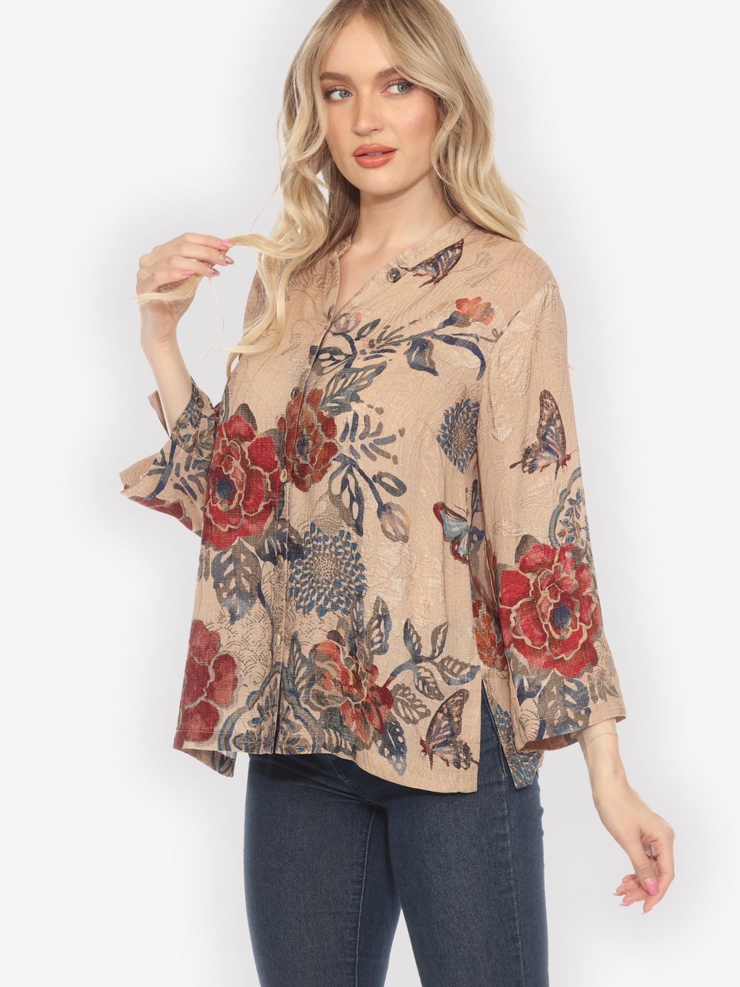 Citron Style Blouse Bohemian Oriental Silk Blouse