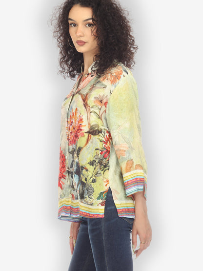 Jackets Chrysanthemum and Butterfly Silk Blouse