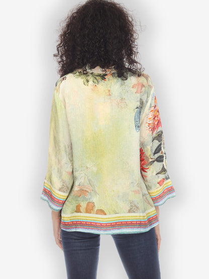 Jackets Chrysanthemum and Butterfly Silk Blouse
