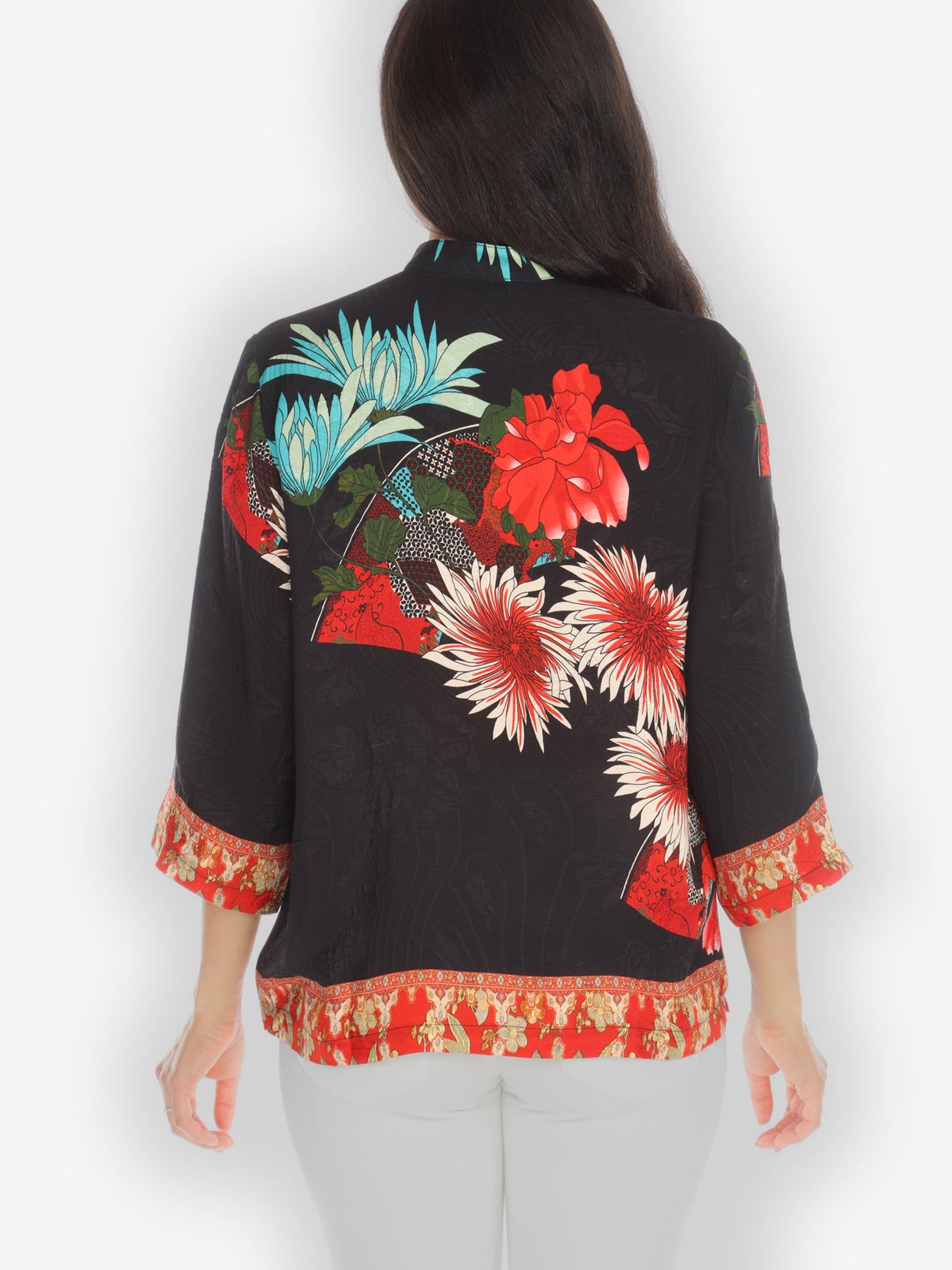 Jackets Chrysanthemum Border Silk Blouse