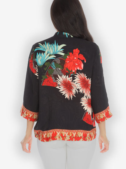 Jackets Chrysanthemum Border Silk Blouse