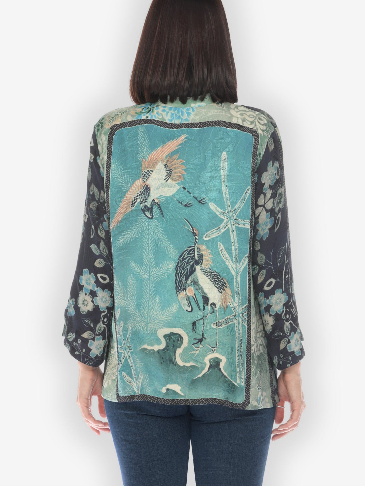 Jackets Crane Bamboo Floral Silk Blend Blouse