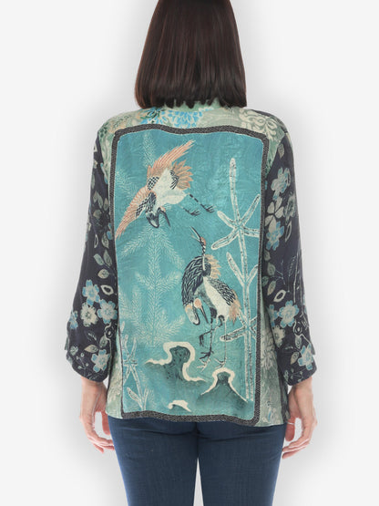 Jackets Crane Bamboo Floral Silk Blend Blouse