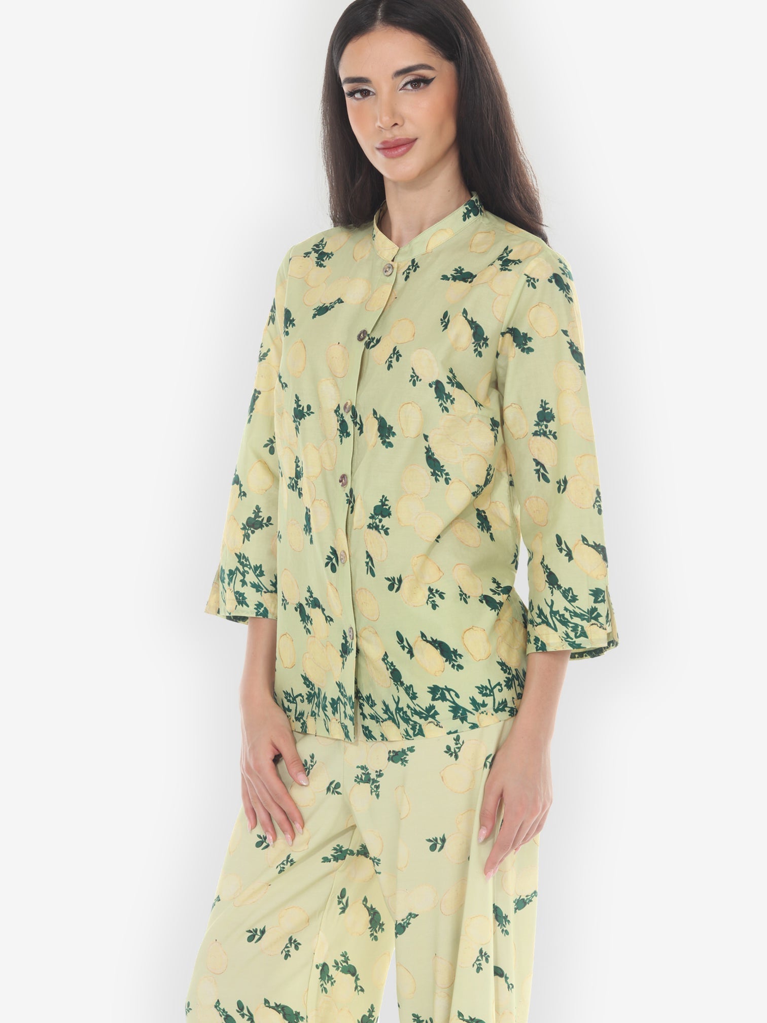 Citron Style Blouse Citron Lemon Print Cotton Blouse