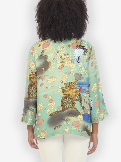 Jackets Crane Water Flower Citron Style Blouse