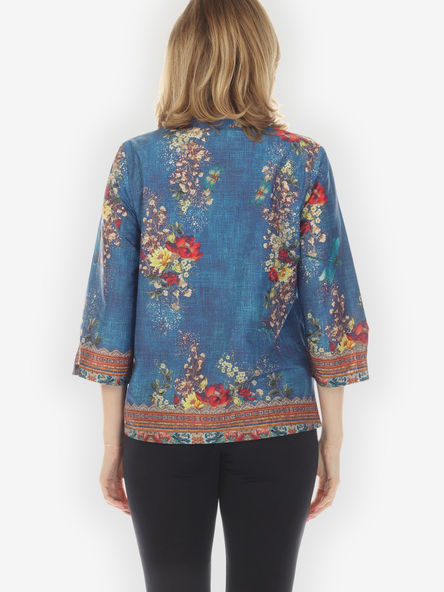 Citron Classic Blouse Dragonfly and Waterlilies Blouse in Blue