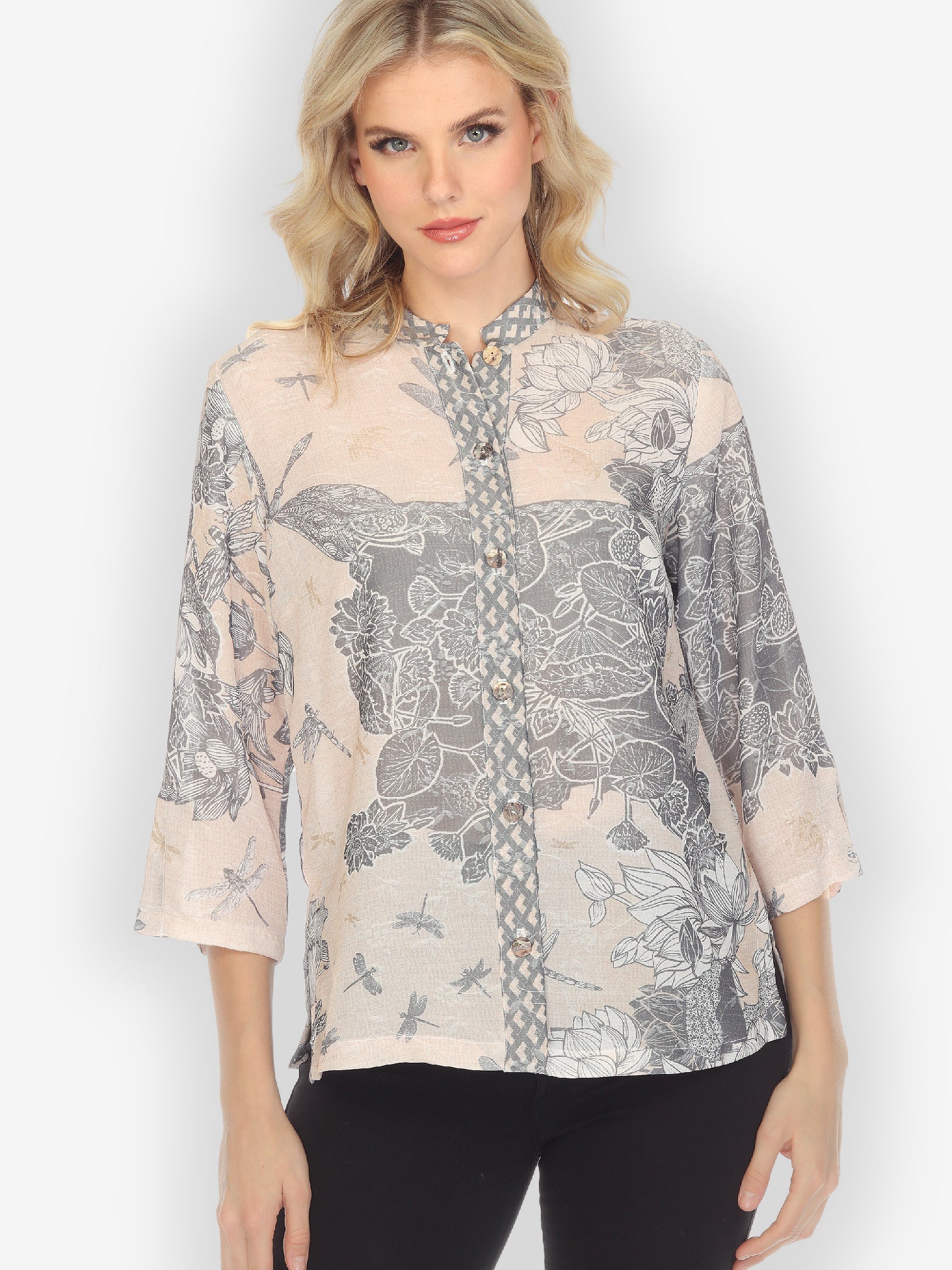 Jackets Dragonfly with Lotus Rayon Blouse